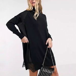 All Saints Paola Black Silky Lace Trim 